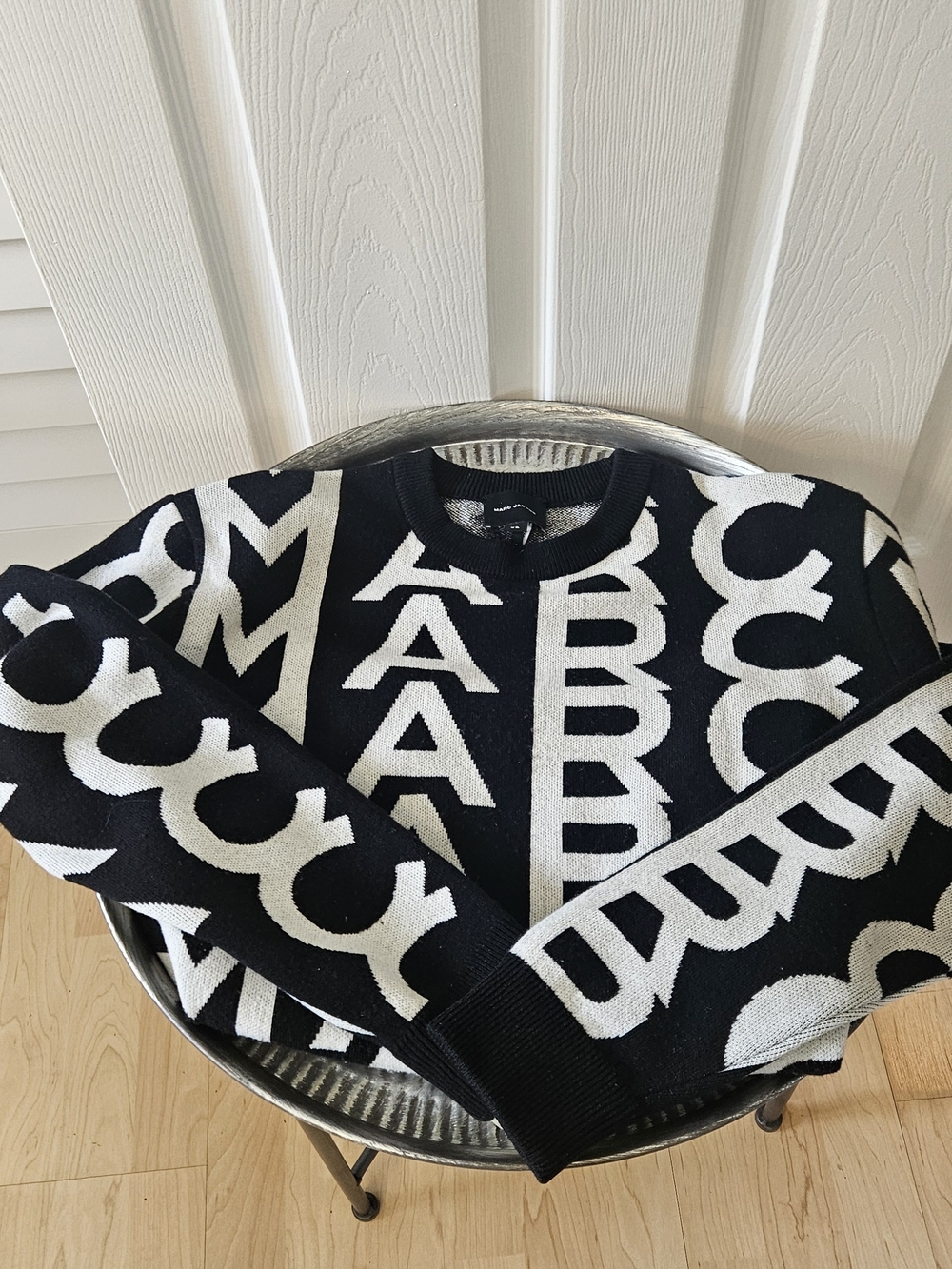 Marc Jacobs Monogram Jacquard Crewneck Sweater - Size XS (Oversized)